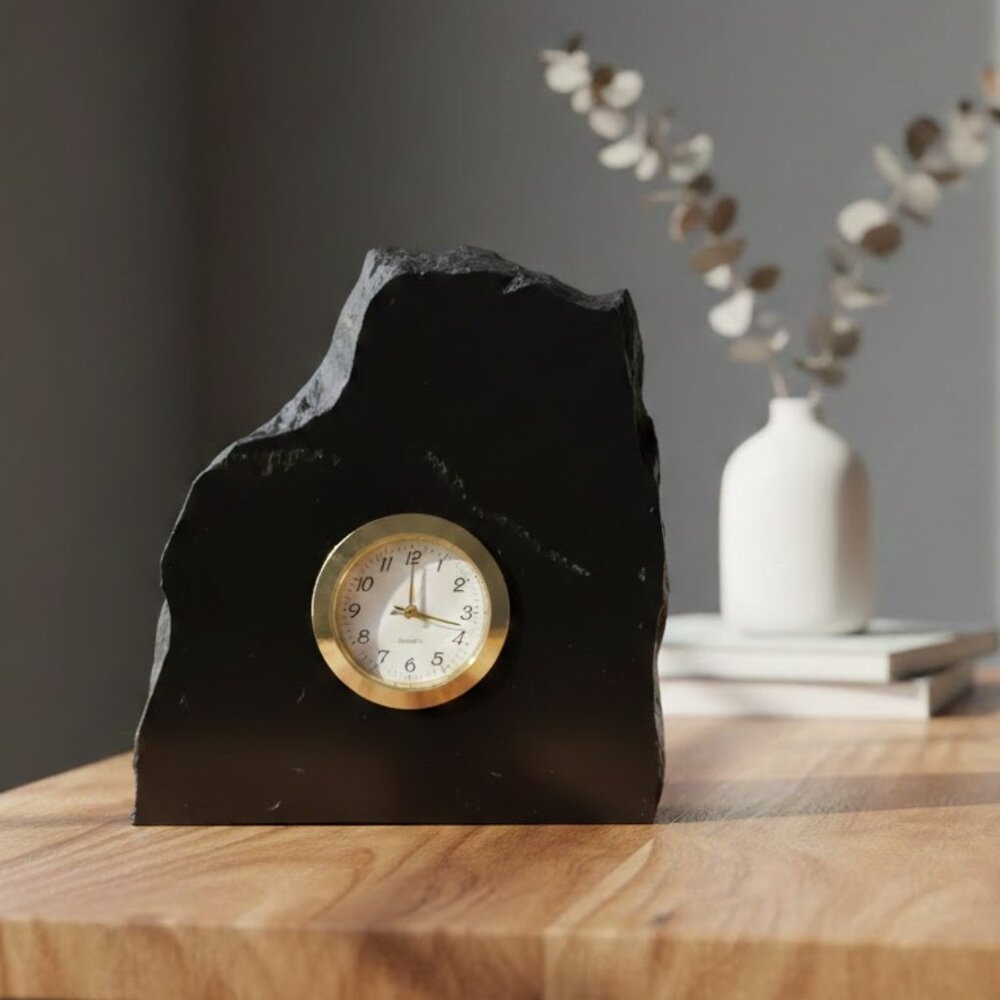Shungite Stone Desktop Clock Handmade Home Decor Clock